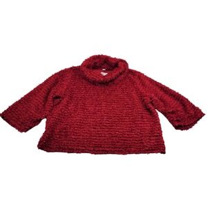 NWT Womens Westbound Red Chunky Furry Fluffy Soft Cowl‎ Neck Fringe Sweater 3X